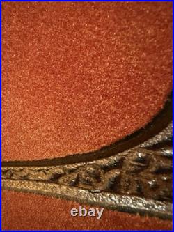 Vintage Hand Carved Buffalo Wall Art on Red Fabric Unique Mid-Century 36x48in