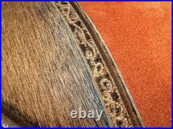 Vintage Hand Carved Buffalo Wall Art on Red Fabric Unique Mid-Century 36x48in