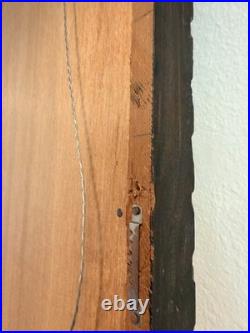 Vintage Hand Carved Buffalo Wall Art on Red Fabric Unique Mid-Century 36x48in