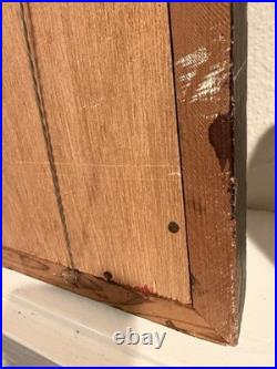 Vintage Hand Carved Buffalo Wall Art on Red Fabric Unique Mid-Century 36x48in