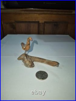 Vintage Hand Carved Driftwood Carving Shore Bird wire legs Sculpture SC