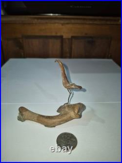 Vintage Hand Carved Driftwood Carving Shore Bird wire legs Sculpture SC