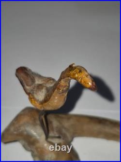 Vintage Hand Carved Driftwood Carving Shore Bird wire legs Sculpture SC