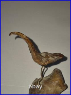 Vintage Hand Carved Driftwood Carving Shore Bird wire legs Sculpture SC