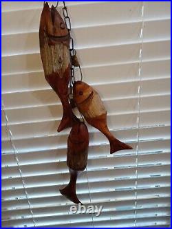 Vintage Hand Carved Driftwood Fish Wall Hanging Sculpture Folk Art R Brandt 96