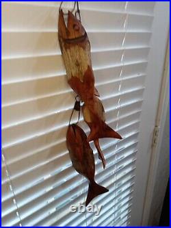 Vintage Hand Carved Driftwood Fish Wall Hanging Sculpture Folk Art R Brandt 96