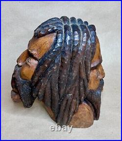 Vintage Hand-Carved Dual-Head Rastafarian Bust Jamaica 1970s Rare Folk Art Vintage Hand-Carved Dual-Head Rastafarian Bust Jamaica 1970s Rare Folk Art