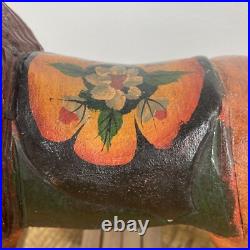 Vintage Hand Carved Folk Art Wooden Rocking Lion 13x 9 Vintage Hand Carved Folk Art Wooden Rocking Lion 13x 9