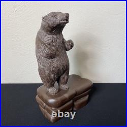 Vintage Hand Carved Folk / Outsider Art Brown Bear Sculpture Signed Melfi 1985