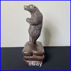 Vintage Hand Carved Folk / Outsider Art Brown Bear Sculpture Signed Melfi 1985