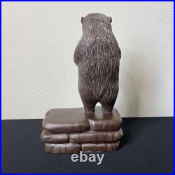 Vintage Hand Carved Folk / Outsider Art Brown Bear Sculpture Signed Melfi 1985