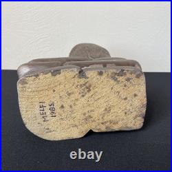 Vintage Hand Carved Folk / Outsider Art Brown Bear Sculpture Signed Melfi 1985