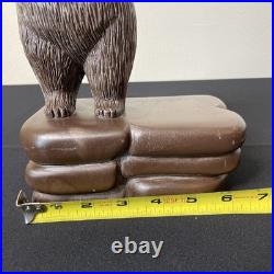 Vintage Hand Carved Folk / Outsider Art Brown Bear Sculpture Signed Melfi 1985