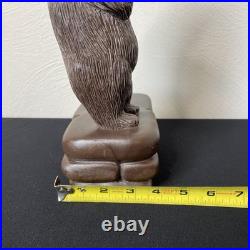 Vintage Hand Carved Folk / Outsider Art Brown Bear Sculpture Signed Melfi 1985