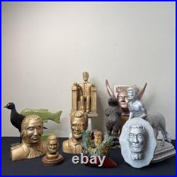 Vintage Hand Carved Folk / Outsider Art Brown Bear Sculpture Signed Melfi 1985