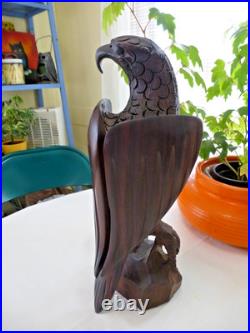 Vintage Hand Carved Large Ironwood EAGLE Sculpture Statue Americana 13 1/2