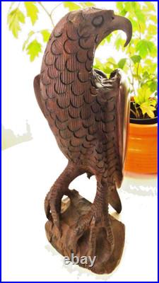 Vintage Hand Carved Large Ironwood EAGLE Sculpture Statue Americana 13 1/2