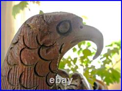 Vintage Hand Carved Large Ironwood EAGLE Sculpture Statue Americana 13 1/2