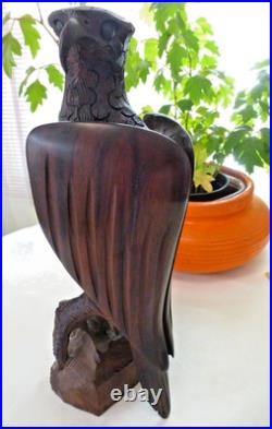 Vintage Hand Carved Large Ironwood EAGLE Sculpture Statue Americana 13 1/2