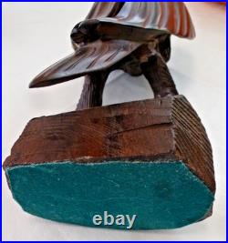 Vintage Hand Carved Large Ironwood EAGLE Sculpture Statue Americana 13 1/2