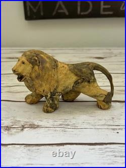 Vintage Hand Carved Lion Figurine