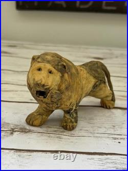 Vintage Hand Carved Lion Figurine