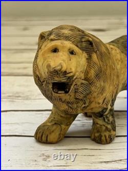 Vintage Hand Carved Lion Figurine