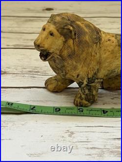 Vintage Hand Carved Lion Figurine