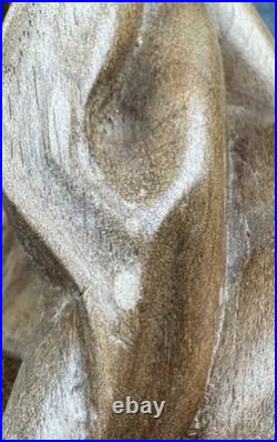 Vintage Hand Carved Madonna and Child Bust Wood Carving 10.5 Statue Sculpture