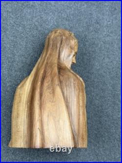 Vintage Hand Carved Madonna and Child Bust Wood Carving 10.5 Statue Sculpture
