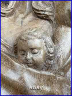 Vintage Hand Carved Madonna and Child Bust Wood Carving 10.5 Statue Sculpture