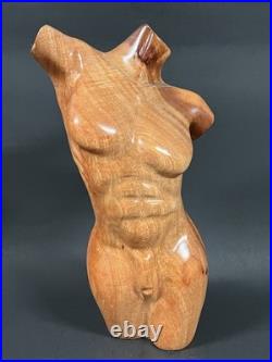 Vintage Hand Carved Male Nude Torso Body Sculpture, Home Decor Vintage Hand Carved Male Nude Torso Body Sculpture, Home Decor