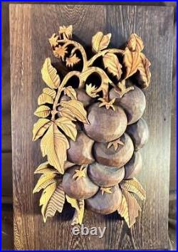 Vintage Hand Carved Modernist Art Wood Carving Sweden Tomatoes Gunnar Kanevad 88