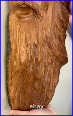 Vintage Hand Carved OAK Wood Man Face WIND Tree Sculpture 18 Hanging Art Signed