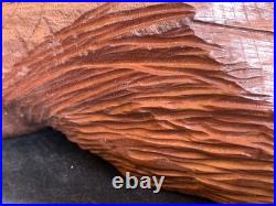 Vintage Hand Carved OAK Wood Man Face WIND Tree Sculpture 18 Hanging Art Signed