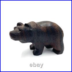 Vintage Hand Carved Solid Heavy 8 Detailed Ironwood Grizzly Bear Signed MK MV