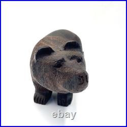 Vintage Hand Carved Solid Heavy 8 Detailed Ironwood Grizzly Bear Signed MK MV