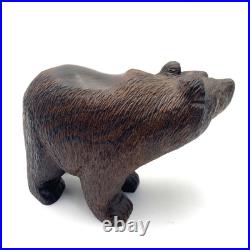 Vintage Hand Carved Solid Heavy 8 Detailed Ironwood Grizzly Bear Signed MK MV