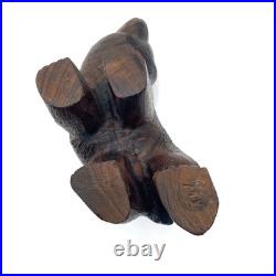 Vintage Hand Carved Solid Heavy 8 Detailed Ironwood Grizzly Bear Signed MK MV