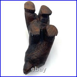 Vintage Hand Carved Solid Heavy 8 Detailed Ironwood Grizzly Bear Signed MK MV