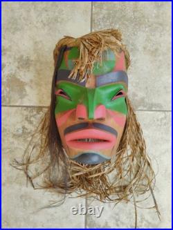 Vintage Hand Carved West Coast Portrait Mask Signed Val Stickings-Duncan'95