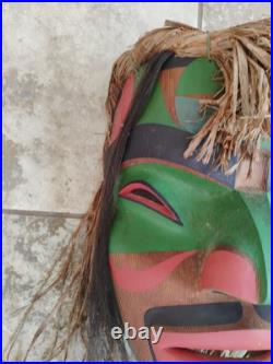 Vintage Hand Carved West Coast Portrait Mask Signed Val Stickings-Duncan'95