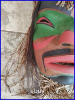 Vintage Hand Carved West Coast Portrait Mask Signed Val Stickings-Duncan'95