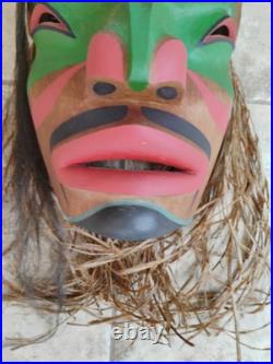 Vintage Hand Carved West Coast Portrait Mask Signed Val Stickings-Duncan'95