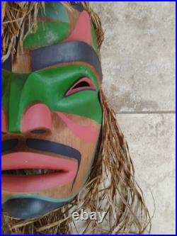 Vintage Hand Carved West Coast Portrait Mask Signed Val Stickings-Duncan'95