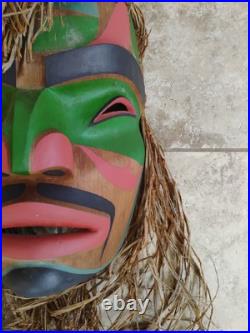 Vintage Hand Carved West Coast Portrait Mask Signed Val Stickings-Duncan'95