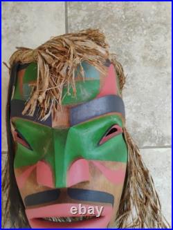 Vintage Hand Carved West Coast Portrait Mask Signed Val Stickings-Duncan'95