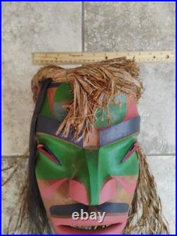Vintage Hand Carved West Coast Portrait Mask Signed Val Stickings-Duncan'95