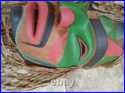 Vintage Hand Carved West Coast Portrait Mask Signed Val Stickings-Duncan'95