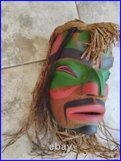 Vintage Hand Carved West Coast Portrait Mask Signed Val Stickings-Duncan'95